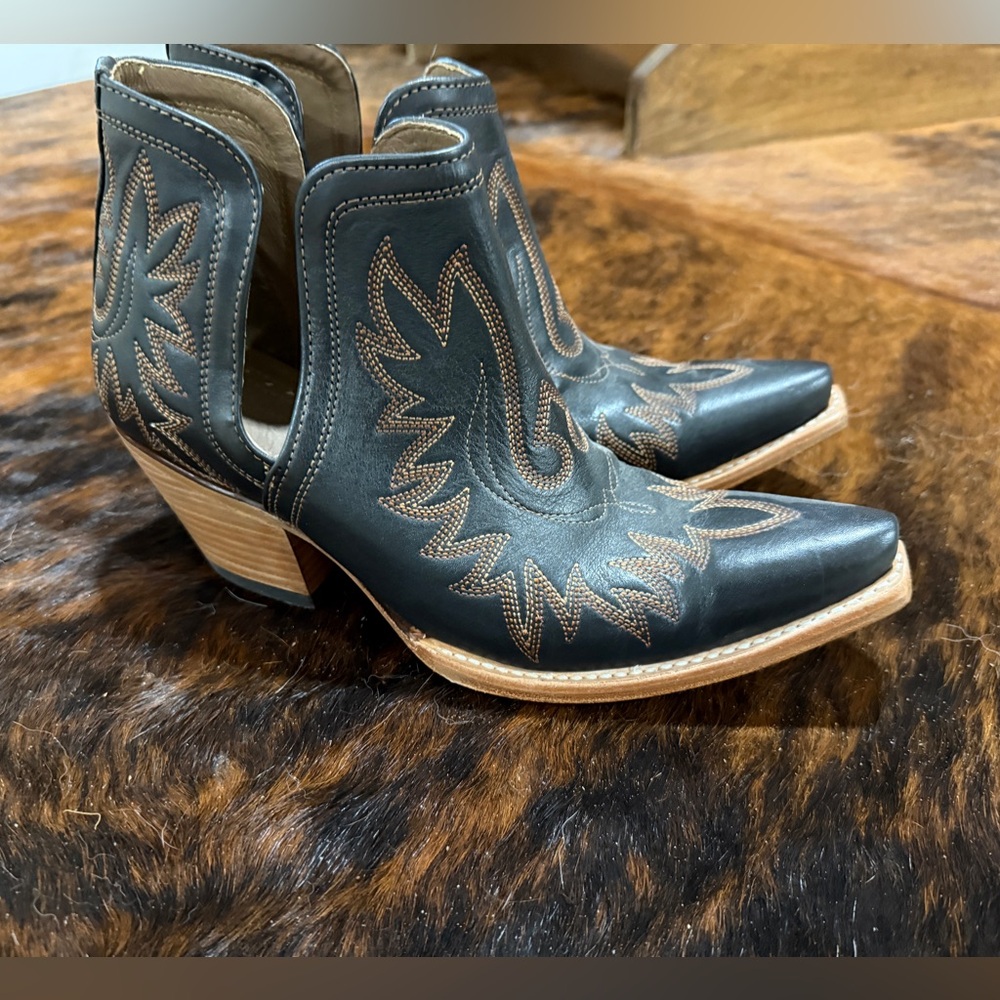 Ariat Black and Brown Western Ankle Boots